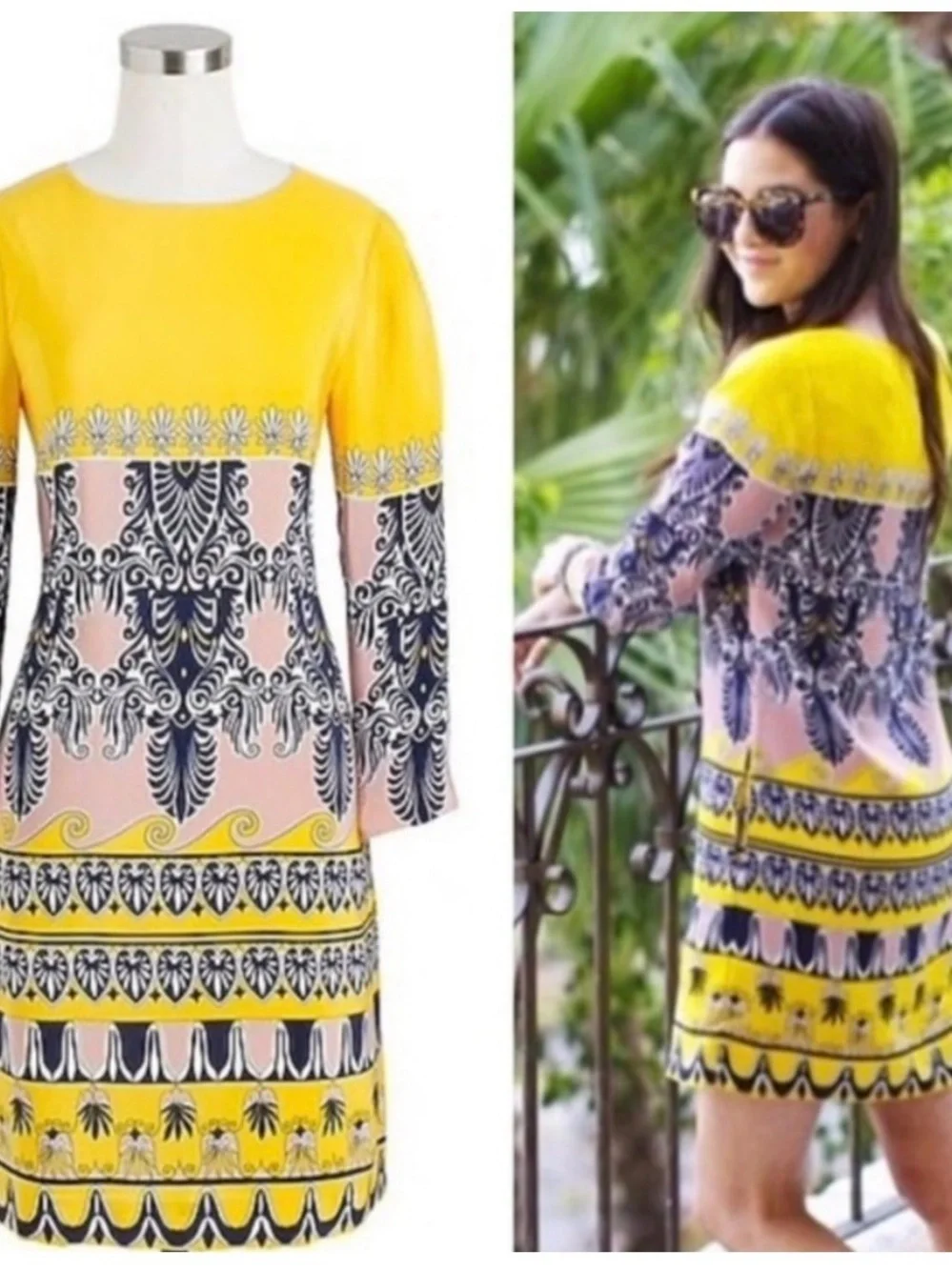 J.Crew Jules Printed Silk Scroll Motif Shift Dress, Size 14
